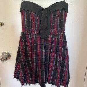 Hot Topic Plaid/Strapless Dress with Tulle - Medium